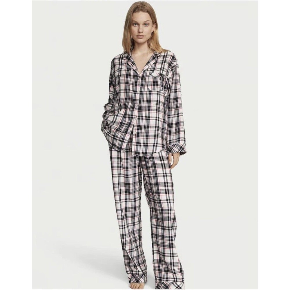 Victoria's Secret Pajama Set Flannel Women Plaid 2 Piece Long Sleeve Pants XXL